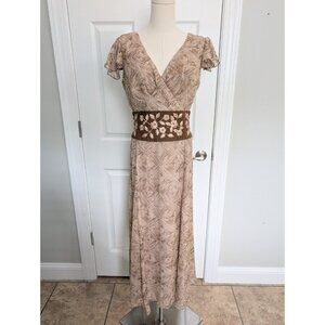 Vintage Shani Womens Y2K Silk Fairy Midi Dress Size 6 Artsy Embroidered